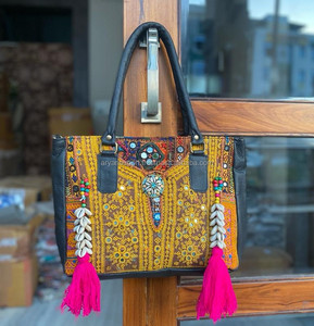 Bolso bordado tradicional hecho a mano indio para mujer, bolso de compras con borlas Banjara Vintage, bolso de mano bohemio Hippie con estilo - Product Image 4