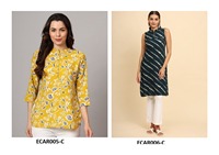 Trendy Export-Ready Cotton-Rayon Short Kurti Top pour les femmes Mélange parfait de style confortable et de vêtements ethniques indiens modernes