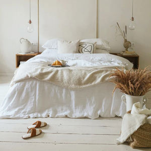 Set seprai linen organik alami 100% dan 2 sarung bantal set seprai linen dalam berbagai warna queen king ukuran kembar sprei polos - Product Image 1