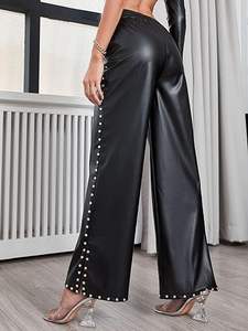 Trendy Leather Women Pant High Waist Soft Stretch Slim Fit Comfortable Fashion Faux Leather Women Pant - Product Image 3