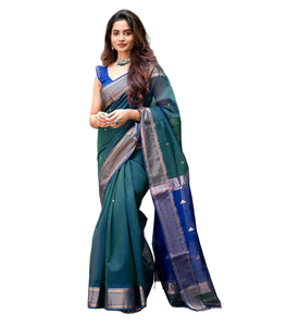 ผ้าส่าหรีผ้าไหมเนื้อนุ่มจากอินเดียทอส่าหรีทองแดงแท้จากนักออกแบบแฟชั่นงานปาร์ตี้งานแต่งงานสุดหรู - Product Image 1