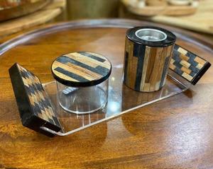 Usine créative meilleure boîte de brûleur Bakhoor en bois et résine avec plateau porte-encens Medkhan - Product Image 1