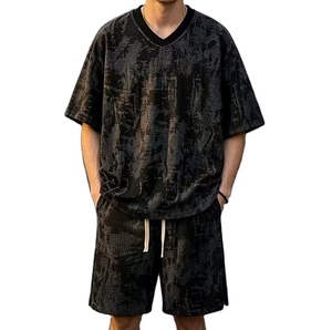 Hot Selling New Men's Thick Cotton Summer Loose Shirt Crew Neck <b>Pickled</b> Half Sleeve for Men's - Product Image 2