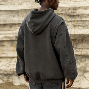 Rainbow Touches Custom 2026 Vintage 400 GSM Sweat-shirts à épaules tombantes lourds à capuche surdimensionnés rétro délavés à l'acide Sweat-shirt pour homme - Product Image 5