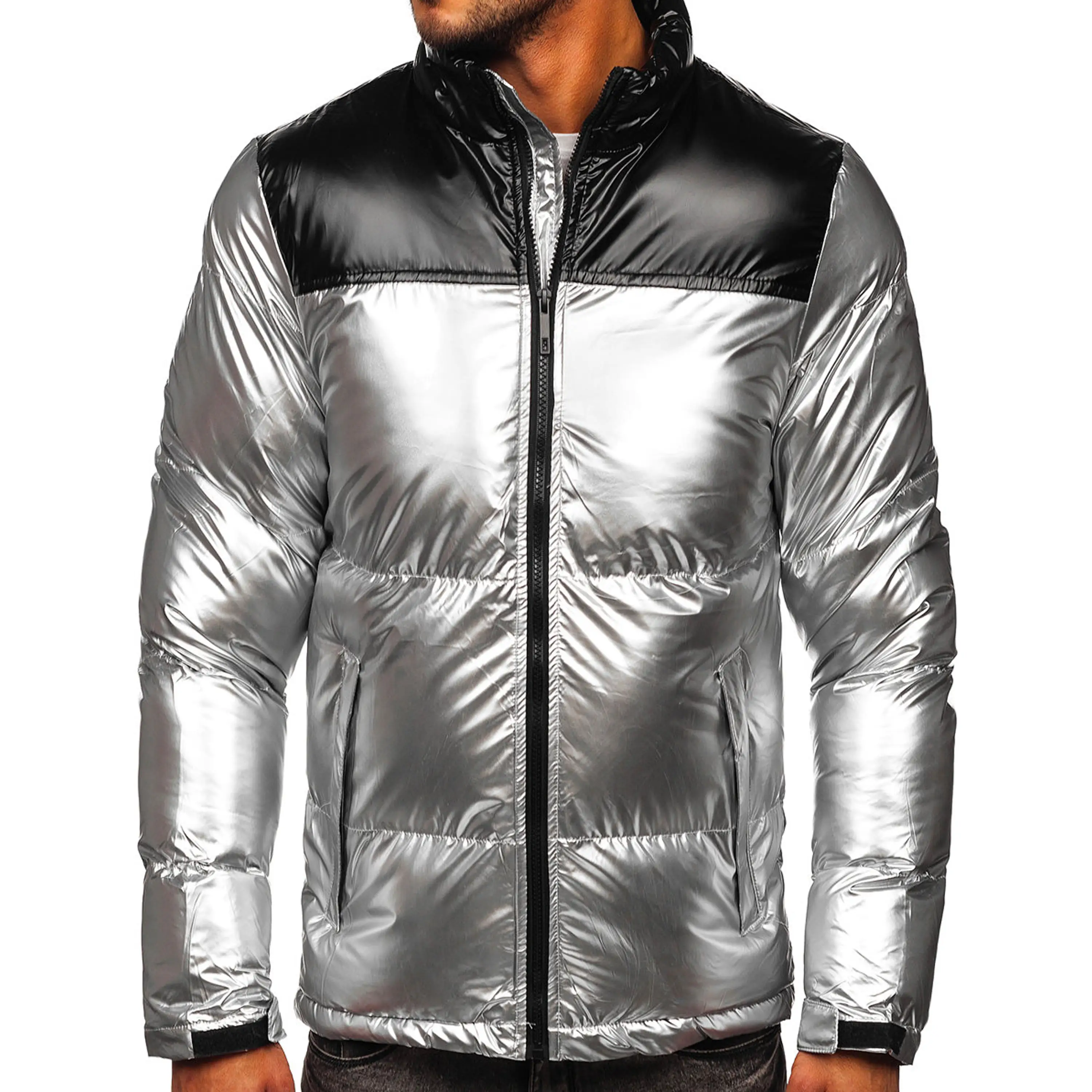 Jaket berlapis untuk pria, jaket musim dingin 2024 perak, jaket desainer berat, mantel empuk Puff, ukuran besar, jaket Down gelembung musim dingin untuk pria