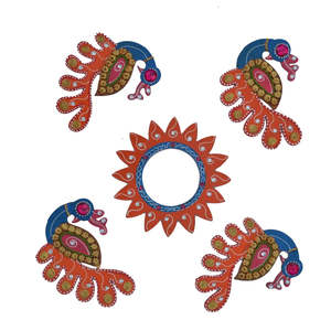 Factory Wholesale Mini Paper Mache Peacocks Rangoli New Year/Wedding/Easter Decoration Floor Decorative Dancing Peacocks Design - Product Image 2