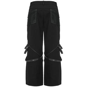 Pantalon large à panneaux en maille gothique punk grunge pour homme, noir 2026 - Product Image 2
