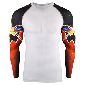 OEM Sublimation <b>Print</b> Custom Logo Fitness BJJ Boxing <b>Surfing</b> Swimming Sun Protection Long Sleeve Rash Guard - Product Image 2