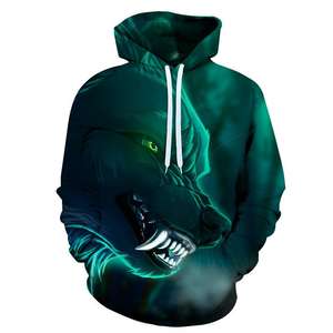 Pull à capuche surdimensionné pour hommes avec graphique loup 3D Streetwear d'automne haut en polaire imprimé animal sweats à capuche personnalisables - Product Image 1
