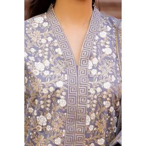 Traje de Verano Casual de 3 Piezas en Corduroy Gris con Estampado a Bloques para Mujer - Product Image 2