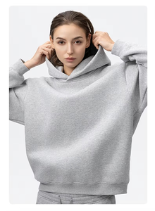 Sweats à capuche en coton pour hommes surdimensionnés personnalisés, unis, avec poche et impression numérique - Product Image 2