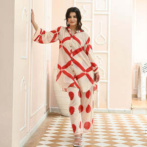 Nirupa ชุดเสื้อผ้าฝ้ายสีขาวสุดหรู, ชุดเสื้อผ้าลำลองพิมพ์ลายสำหรับฤดูร้อน - Product Image 3