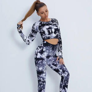 Conjunto de yoga ligero sólido de cintura alta para mujer al por mayor, ropa deportiva personalizada para gimnasio y fitness, entrenamiento de secado rápido, transpirable de talla grande - Product Image 2