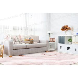 <b>Pink</b> <b>Wool</b> Patchwork Printed Rug Eco-Friendly Dining Room Rug with Medium Pile and Latex Backing - Product Image 4