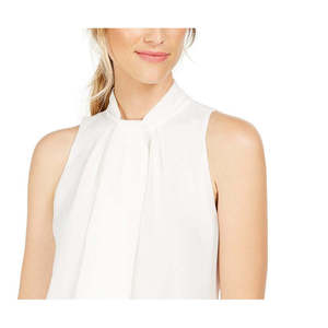 Camicetta Senza Maniche con Collo a Fiocco Calvin Klein da Donna XL, Top in Chiffon Extra Large per Ufficio, Maglietta Lunga Primavera/Estate - Product Image 2