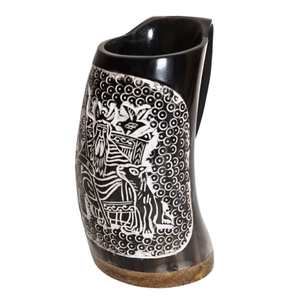 100% Taza de cuerno de búfalo de calidad superior hecha a mano negra con técnica Karvin - Product Image 3