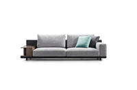 Sofá Moderno de Lujo Fiore con Mesa Auxiliar de Madera Integrada - Sofá Modular de Tela con Base de Metal y Asientos de Espuma de Alta Densidad