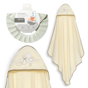 Juego de Toalla de Baño y Gorro 1x1 MT. Mod Cigea Oso - Algodón Hipoalergénico con Estampado de Dibujos Animados para Recién Nacidos, Color Beige - Product Image 1