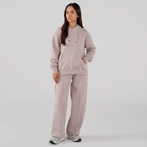 Ensemble de survêtement décontracté en molleton pour femme, sweat-shirt à capuche surdimensionné brodé uni personnalisé, jogging 2 pièces, vêtements de détente d'hiver - Product Image 6