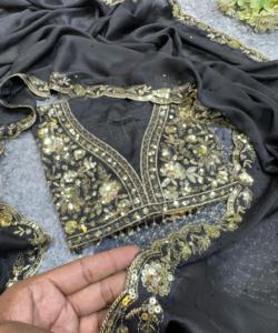 Georgette bandhani Saree ที่มีการออกแบบที่ซับซ้อนสไตล์แฟชั่นชุดแบบดั้งเดิมสำหรับผู้หญิงสำหรับงานแต่งงานเทศกาลหรืองานปาร์ตี้ - Product Image 6