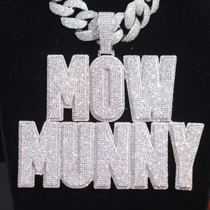 Dijes de Diamante Moissanita VVS con Corte Marquesa, Oro Helado, que Pasan el Test de Diamantes, Letra Personalizada, Estilo Hip Hop, Joyería Fina para Hombre - Product Image 2