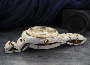 Montre de luxe bicolore sertie de moissanite, montre de luxe hip-hop entièrement sertie de diamants - Product Image 3