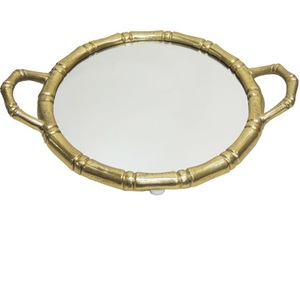 Plateau de service en métal plaqué or et en verre, tendance pour les cafés et restaurants, grossiste en Inde - Product Image 2