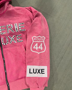 Low MOQ Multi-color Rhinestone Acid Wash Sweatsuit Chándal de algodón Pantalones de pierna ancha personalizados Pantalones de chándal desteñidos y conjuntos de Sudadera con capucha y cremallera - Product Image 5