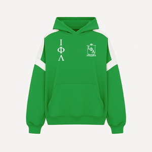Iota Phi Lambda Premium algodón poliéster pulóver gran tamaño Sudadera con capucha frente Logo elegante hermandad estilo personalizado letras griegas - Product Image 1