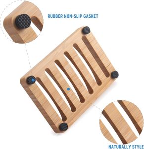 Bamboo Soap Dish Wooden Holder 2 Pack for <b>Bar</b> Wooden soap Tray Kitchen Tray Self Draining - Product Image 4
