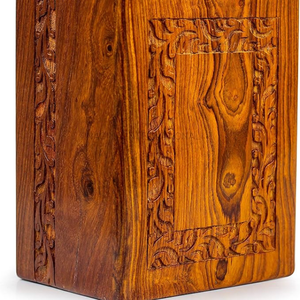 Urnas de madera decorativas talladas a mano de palisandro Premium auténticas con tallas de borde urnas de madera conmemorativas para seres queridos - Product Image 3