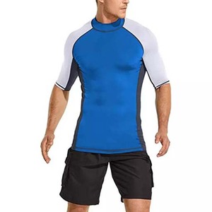 Vêtements d'entraînement pour hommes, maillots de Compression, entraînement athlétique, bon marché, 100% coton Polyester, manches courtes, protection contre les éruptions cutanées - Product Image 6