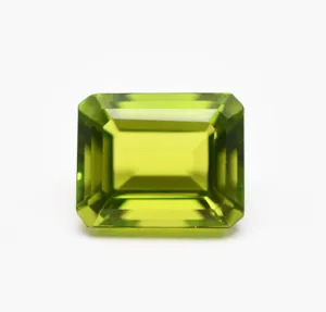Lab Peridot Octagon Gemstone Emerald Cut 11X9 mm 12X10 mm 14X10 mm Loose Gemstone For Jewelry Making Lab Grown Peridot