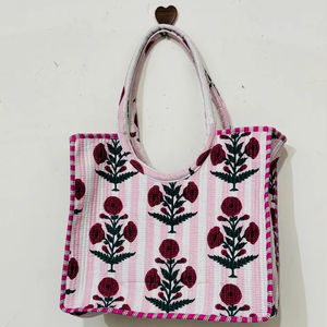 กระเป๋าผ้าควิลท์ผ้าฝ้ายอินเดียกระเป๋าสะพายไหล่ขนาดเล็กทำมือสำหรับฤดูร้อนกระเป๋าช้อปปิ้งสำหรับผู้หญิงกระเป๋าเก็บของพิเศษสำหรับเดินทาง - Product Image 1