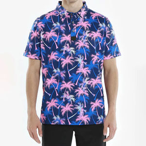 Chemises pour hommes en jersey 100% coton biologique Mode Nouvelles chemises de golf à manches courtes à fermeture éclair classique décontractées à séchage rapide en solde - Product Image 1