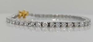 Bracelet incrusté à la main en or blanc pour femmes rangée de diamants avec zircon bracelets à breloques en pierre principale - Product Image 5