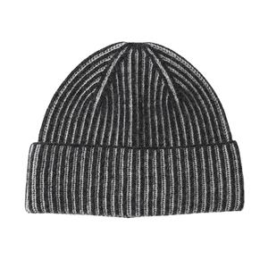 Bonnet en tricot à revers en acrylique 100% de qualité supérieure, à rayures verticales bicolores, chaud pour l'hiver, bonnet en tricot extensible - Product Image 5