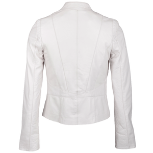 Femmes haut tendance personnalisé automne hiver vestes en cuir solide col tournant conception manches longues respirant doublure en Satin - Product Image 4