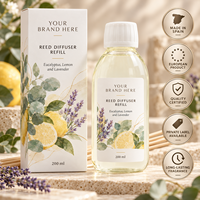 Recharge de diffuseur à bâtonnets Eucalyptus, Citron & Lavande Marque Blanche 200ml avec bâtonnets |   Parfum Floral Herbal |   Fabricant OEM