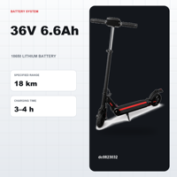Trottinette électrique pliable 350W avec batterie 36V 6.6Ah, pneus pleins de 8,5 pouces et double suspension