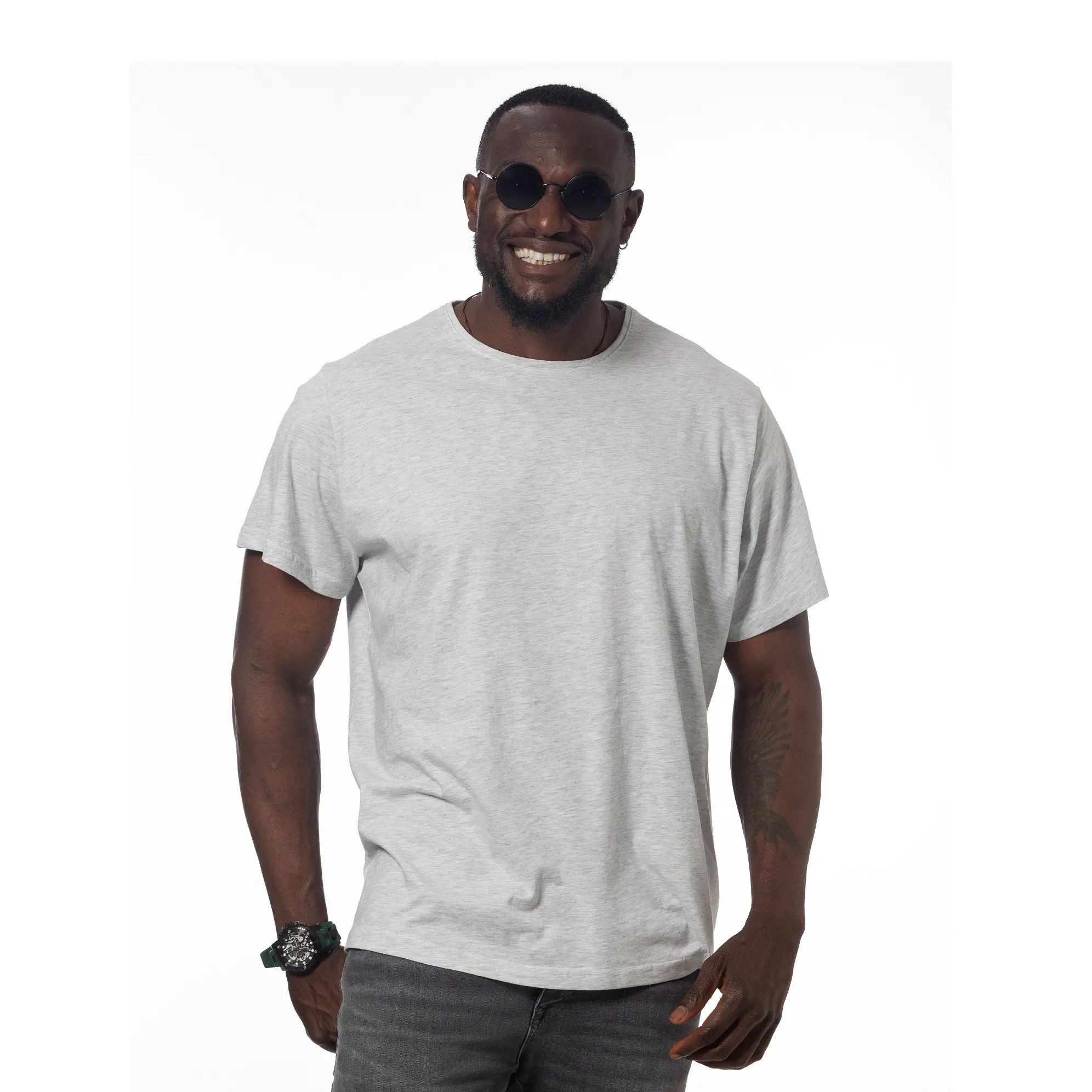 T shirt erkekler % 100% pamuk için Grey2 renk ekip boyun özel baskılı ağır büyük boy Premium kalite türkiye'de yapılan