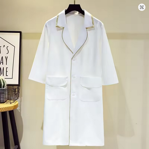 Bata de Laboratorio Larga Unisex de Moda con Tela de Sarga y Material de Algodón y Poliéster, Opciones Multicolor, Uniformes de Hospital - Product Image 4