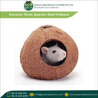 Produits pour animaux de compagnie les plus vendus 100% coquille de noix de coco naturelle cachette de coquille de trois quarts pour les petits animaux pour les acheteurs en gros