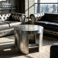 Ensemble de tables basses et d'appoint industrielles en aluminium style aviateur, tables d'appoint en métal riveté, meubles de salon faits à la main et durables