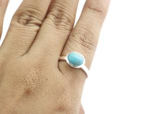 Natural <b>Turquoise</b> Oval Gemstone 925 Sterling Silver Bezel December Birthstone <b>Ring</b> For Unisex - Product Image 5