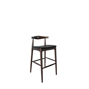 Ensemble de 2 chaises de bar en bois avec accoudoirs et siège rembourré en PU noir - Product Image 6