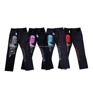 Jeans décontractés pour hommes de haute qualité, style hip-hop, pantalon cargo ample d'hiver, imprimé uni, 100% coton, lavage moyen, style droit pour l'hiver - Product Image 6