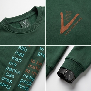 เสื้อสเวตเชิ้ตคอกลมผู้ชาย สีเขียวอมฟ้า ทรงปกติ พิมพ์ลาย สวมใส่สบายๆ สำหรับฤดูใบไม้ร่วง พิมพ์ลายด้วยเทคนิคฮีททรานเฟอร์ ผ้าฝ้าย 100% - Product Image 5