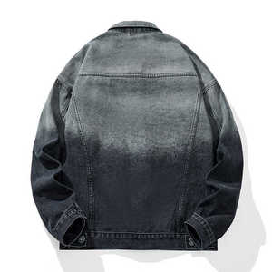 แจ็กเก็ตยีนส์ไล่ระดับสีทรงหลวมสำหรับผู้ชายและผู้หญิงเสื้อโค้ทยีนส์สไตล์วินเทจทันสมัย - Product Image 2