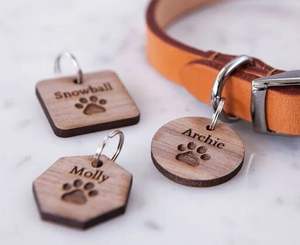 Natural Wood Custom Pet <b>Tag</b> - Engravable <b>ID</b> for Safe and Stylish Collars VIET FARGIMEX - Product Image 3